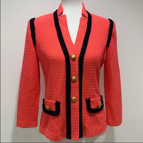 Misook coral gold buttons knit blazer jacket XSP - Picture 7 of 7